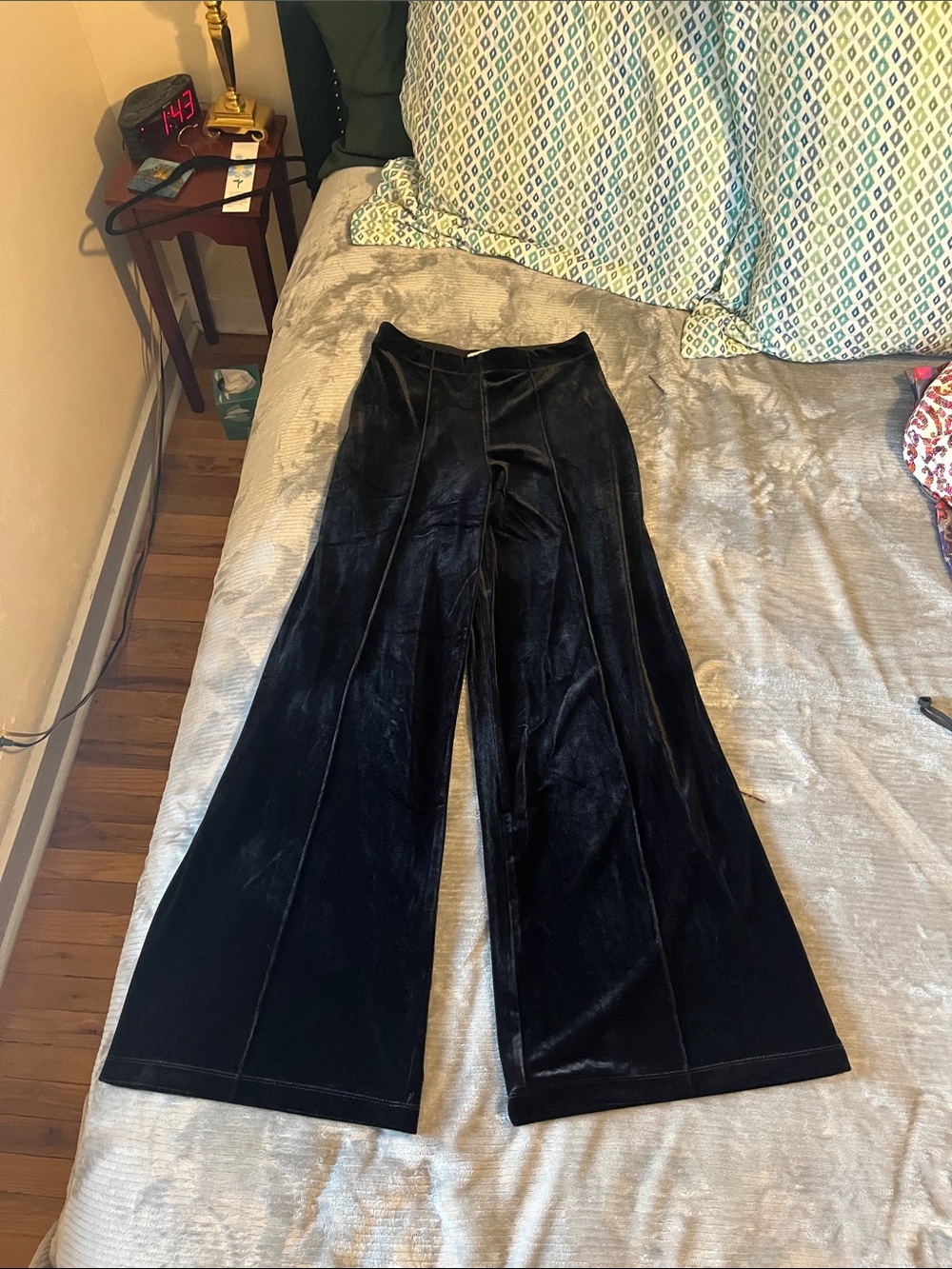 Max Studio Black Velvet Wide-Leg Palazzo Pants